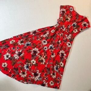 Anthropologie Donna Morgan Asymmetrical Floral Scarlet Red + White Dress, Size 0